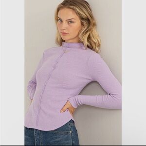 HYFVE Lilac Ribbed Long Sleeve Top